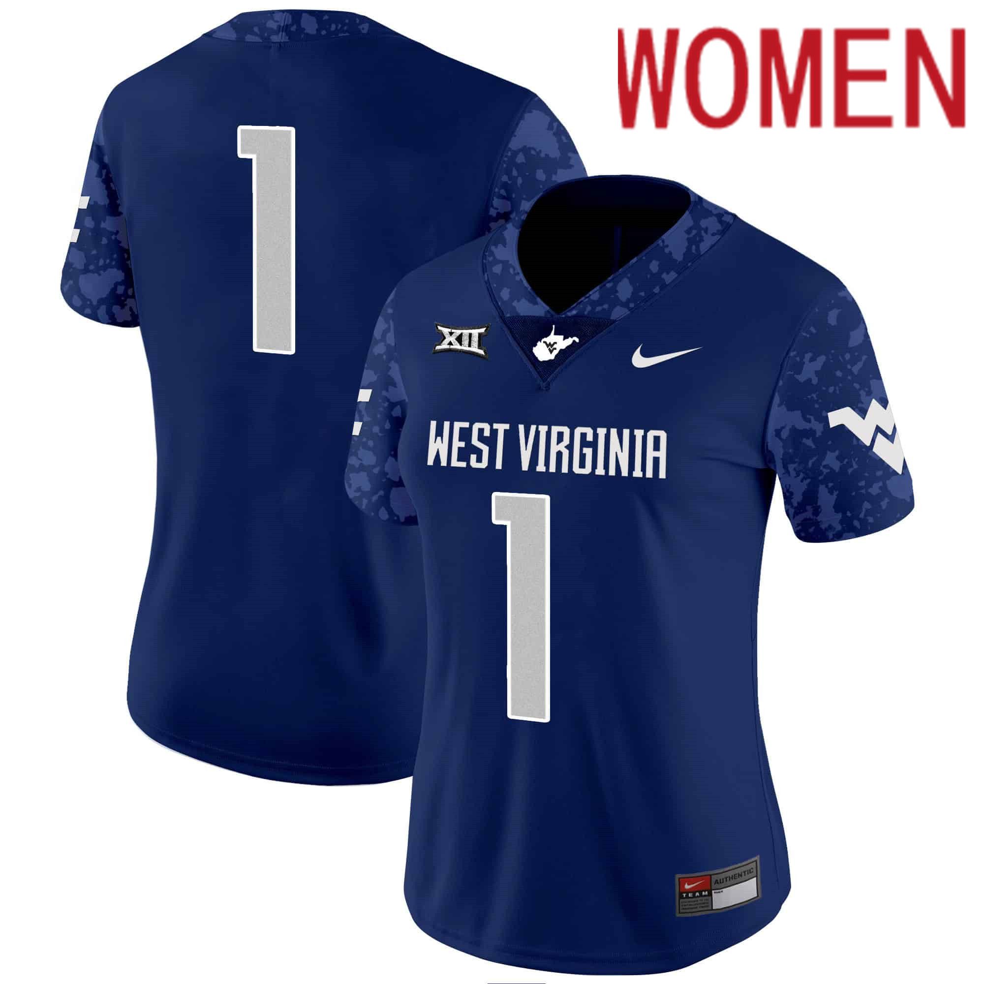 Women West Virginia Mountaineers #1 No Name Blue 2024 Nike Vapor Limited NCAA Jersey->indianapolis colts->NFL Jersey